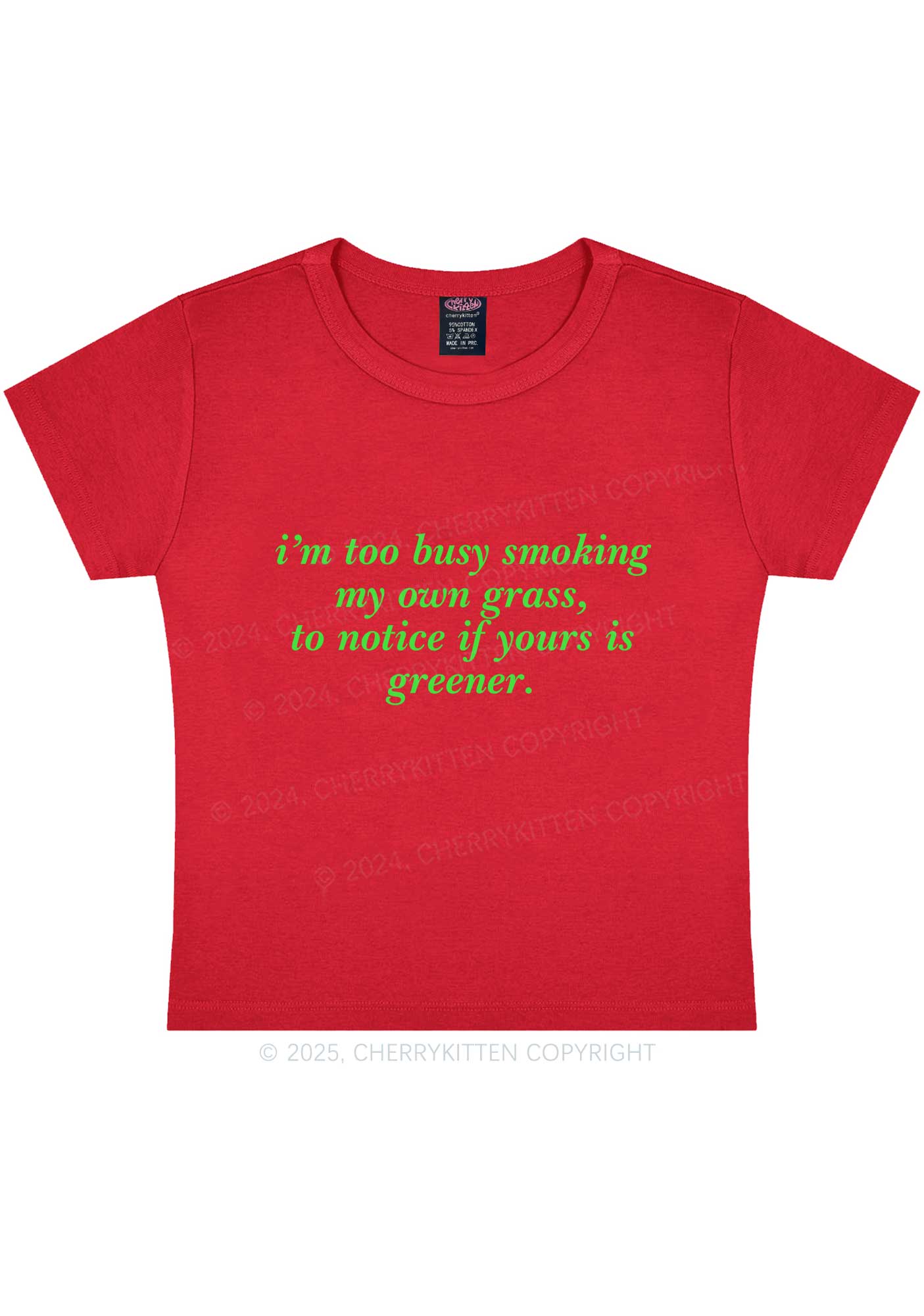 Too Busy Smoking Y2K Baby Tee Cherrykitten