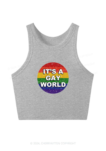 It's A Gay World Y2K Crop Tank Top Cherrykitten