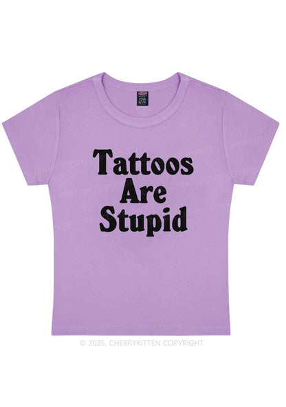 Tattoos Are Stupid Y2K Baby Tee Cherrykitten