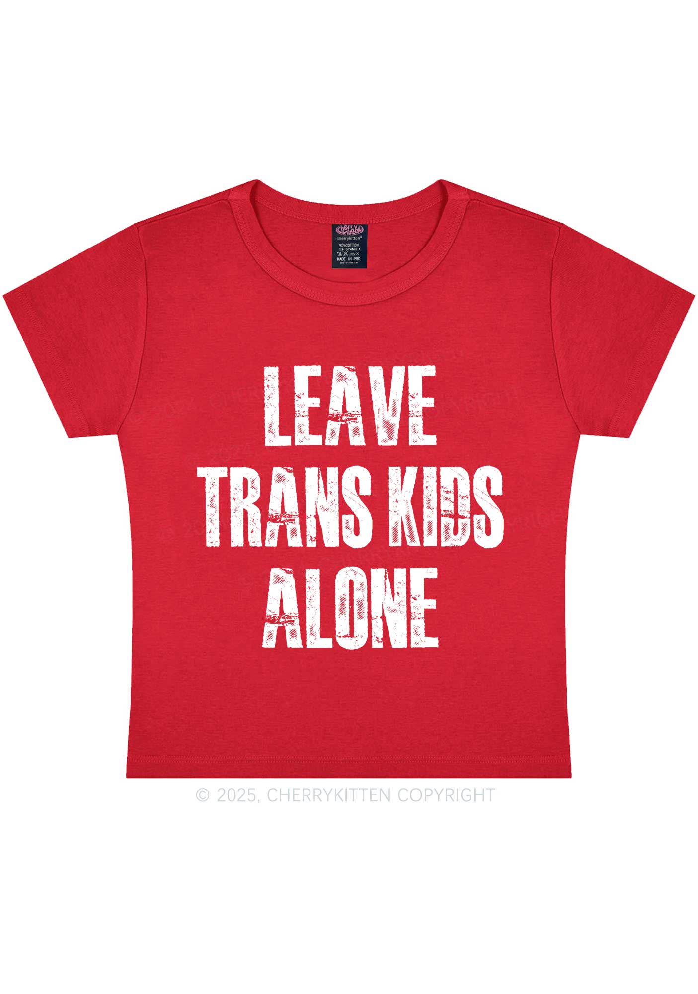 Leave Trans Kids Alone Y2K Baby Tee Cherrykitten