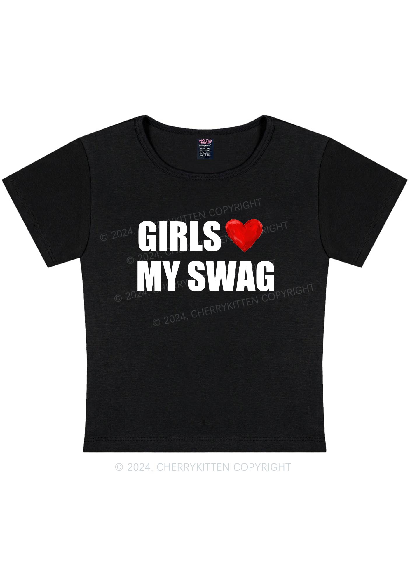 Girls Love My Swag Y2K Baby Tee Cherrykitten