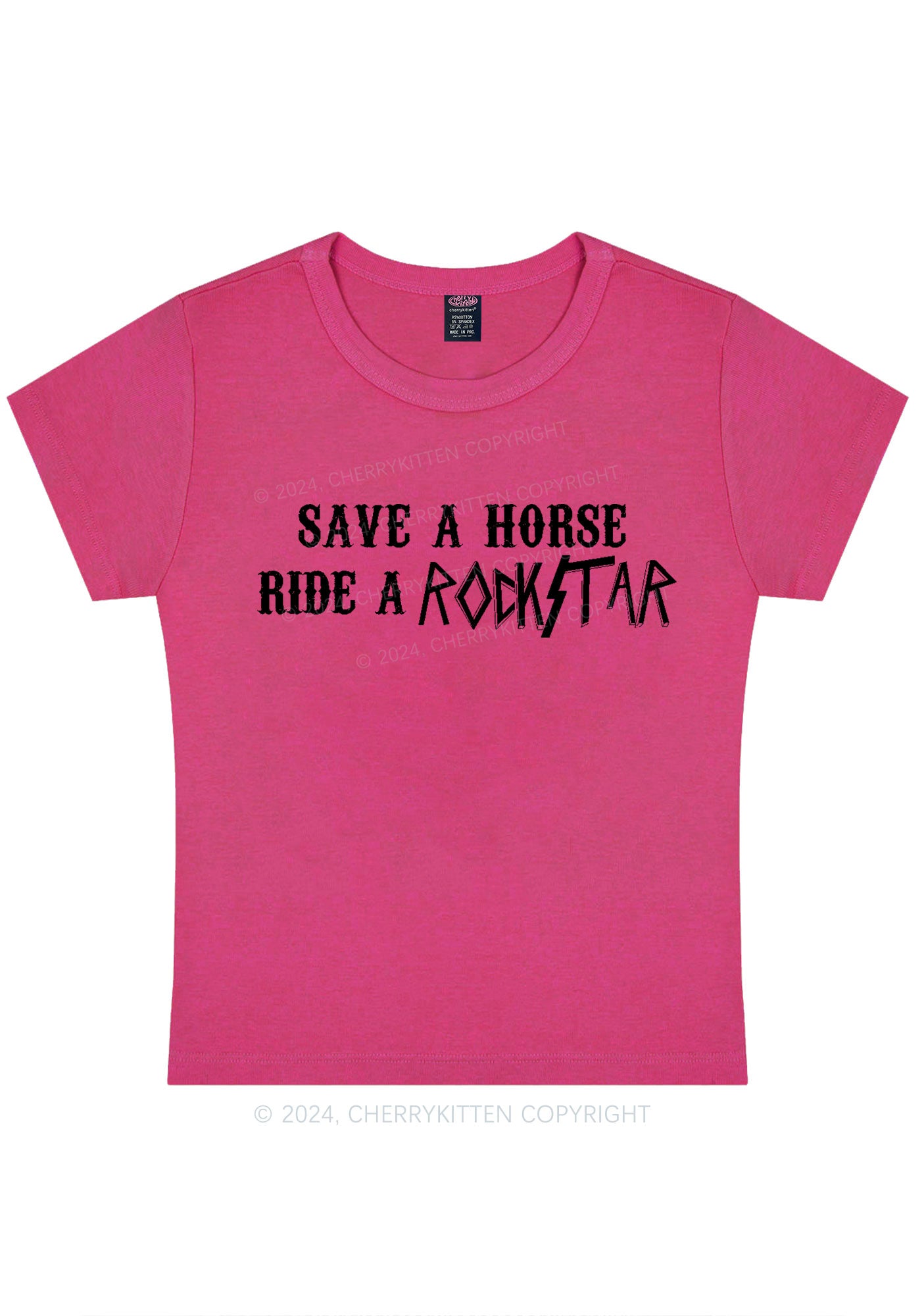 Ride A Rockstar Y2K Baby Tee Cherrykitten