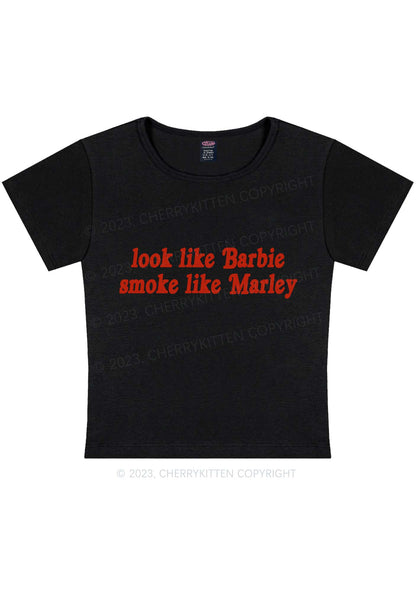 Curvy Smoke Like Marley Y2K Baby Tee Cherrykitten