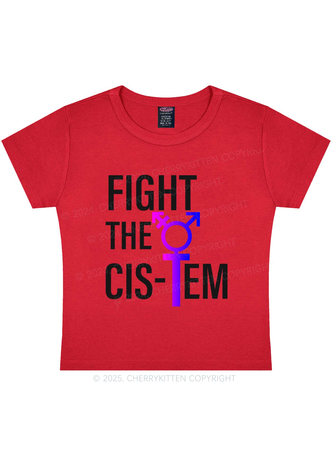 Fight The Cistem Y2K Baby Tee Cherrykitten