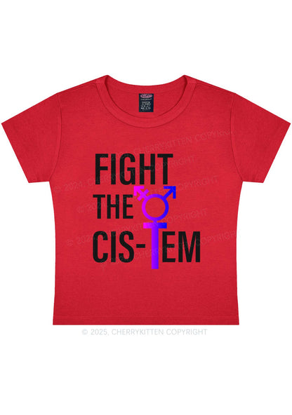 Fight The Cistem Y2K Baby Tee Cherrykitten