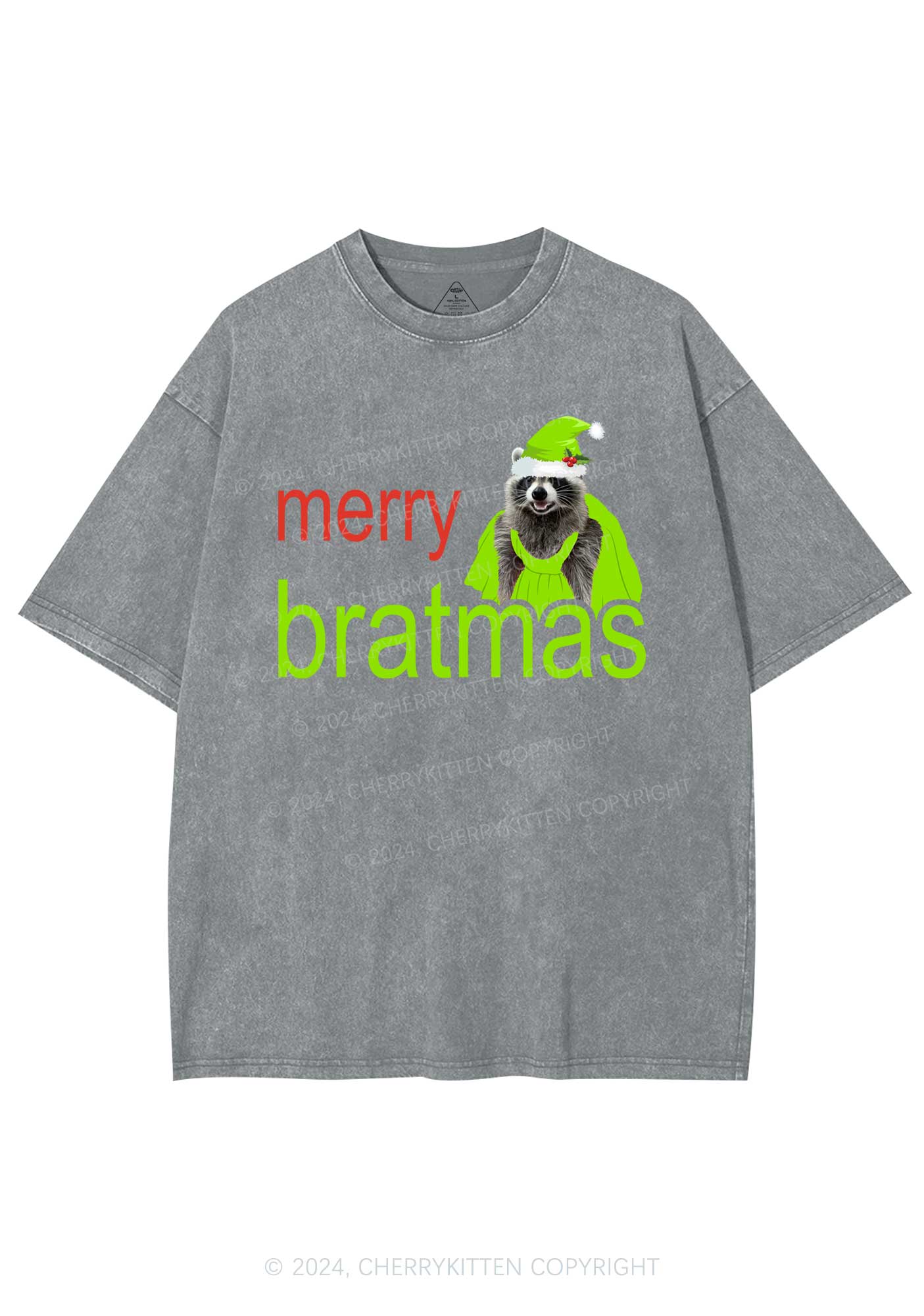 Christmas Merry Bratmas Y2K Washed Tee Cherrykitten