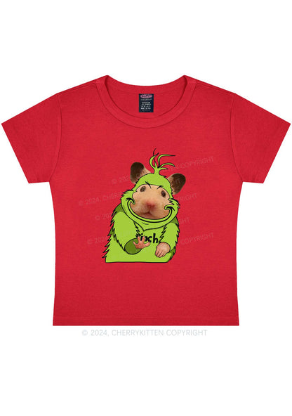 Christmas Green Ratz Y2K Baby Tee Cherrykitten