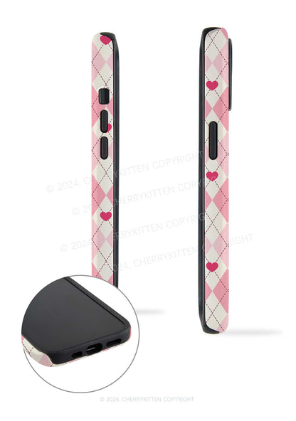 Heart Plaid Y2K Phone Case Cherrykitten