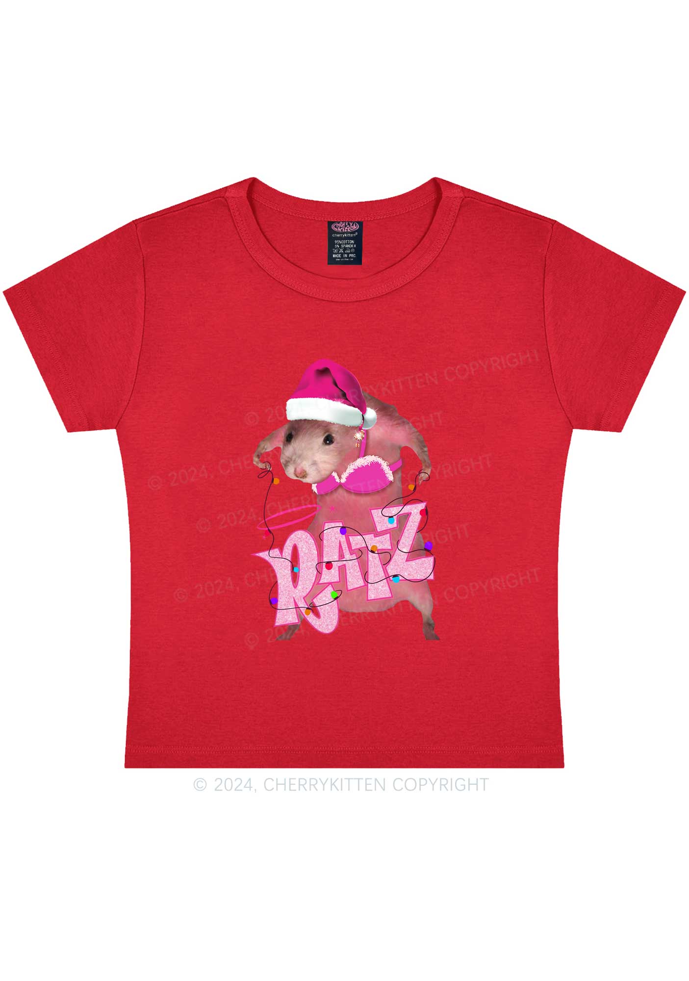 Christmas Ratz Y2K Baby Tee Cherrykitten