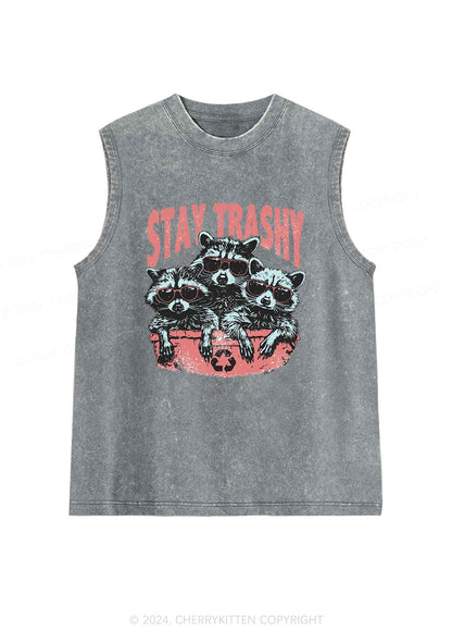 Stay Trashy Raccoons Y2K Washed Tank Cherrykitten