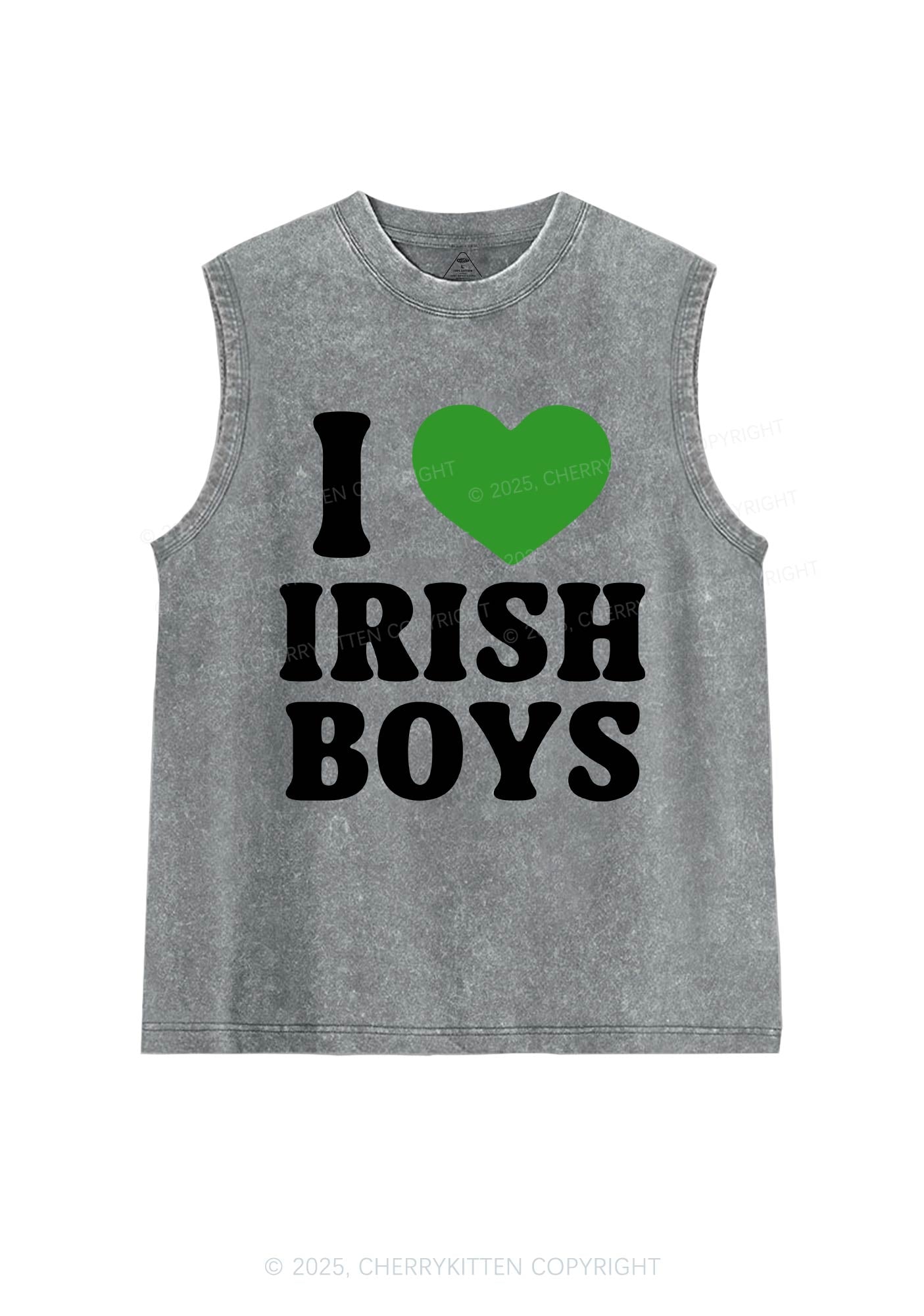 I Love Irish Boys St Patricks Y2K Washed Tank Cherrykitten