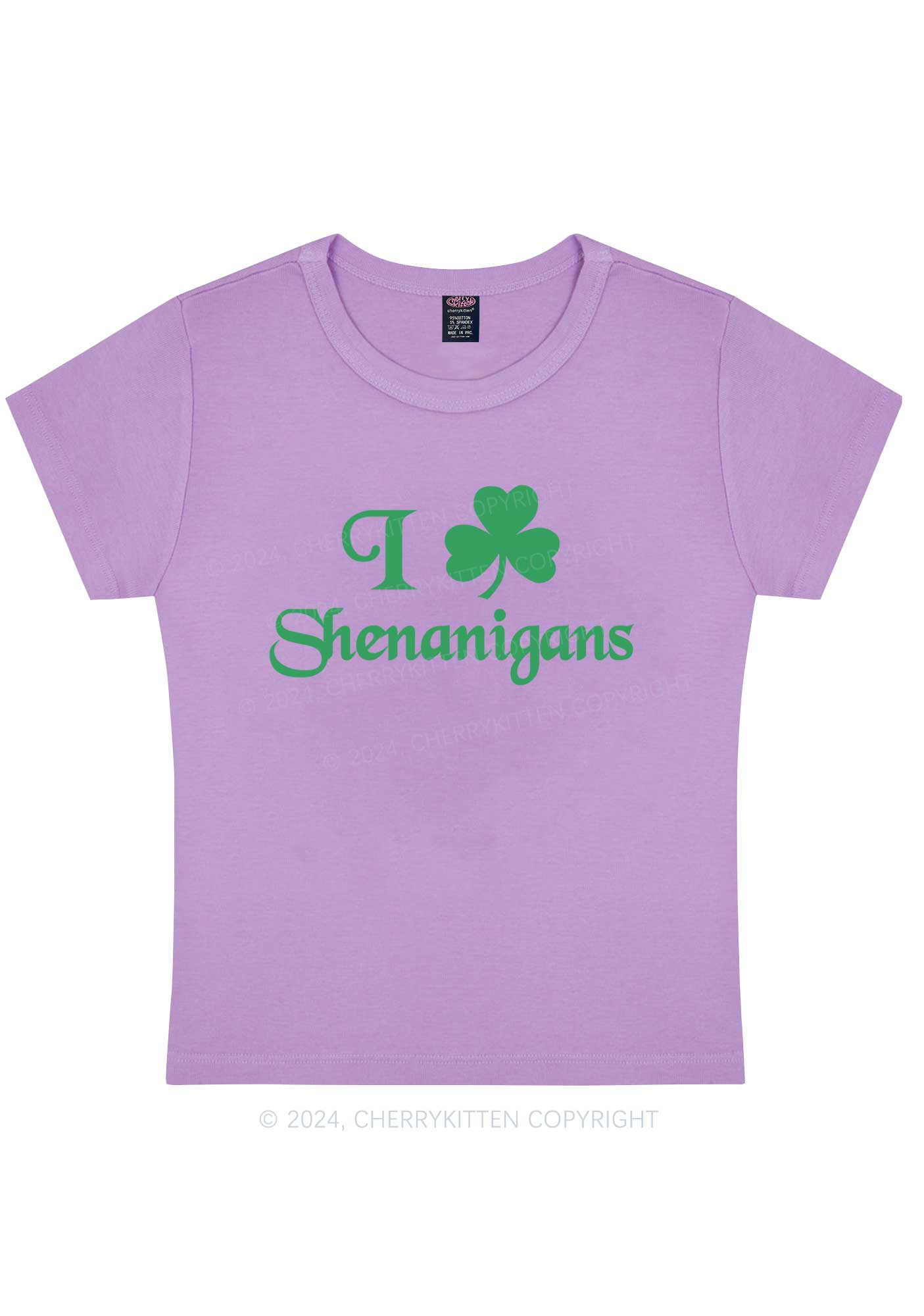 I Love Shenanigans St Patricks Y2K Baby Tee Cherrykitten