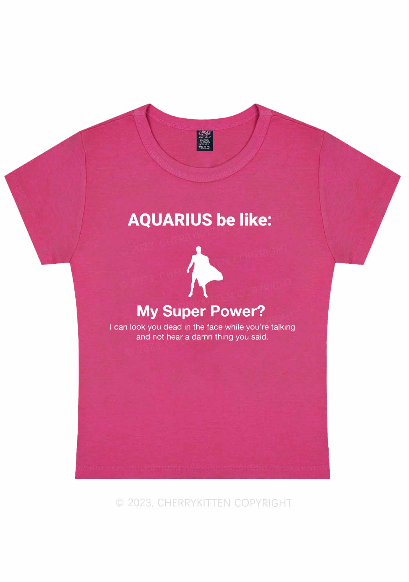 Curvy Aquarius Super Power Y2K Baby Tee Cherrykitten