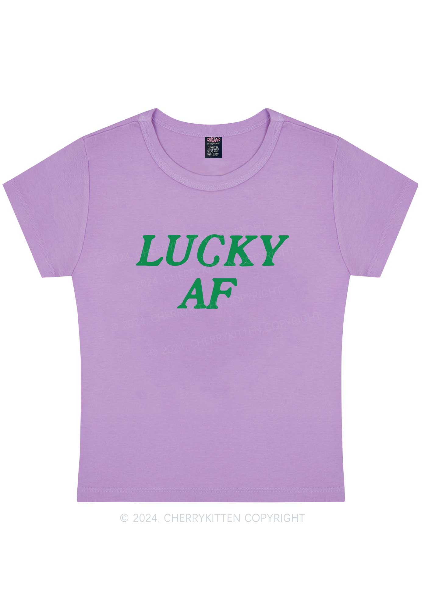 Lucky AF St Patricks Y2K Baby Tee Cherrykitten