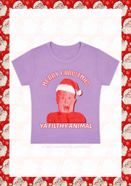 Merry Christmas Screaming Boy Y2K Baby Tee Cherrykitten