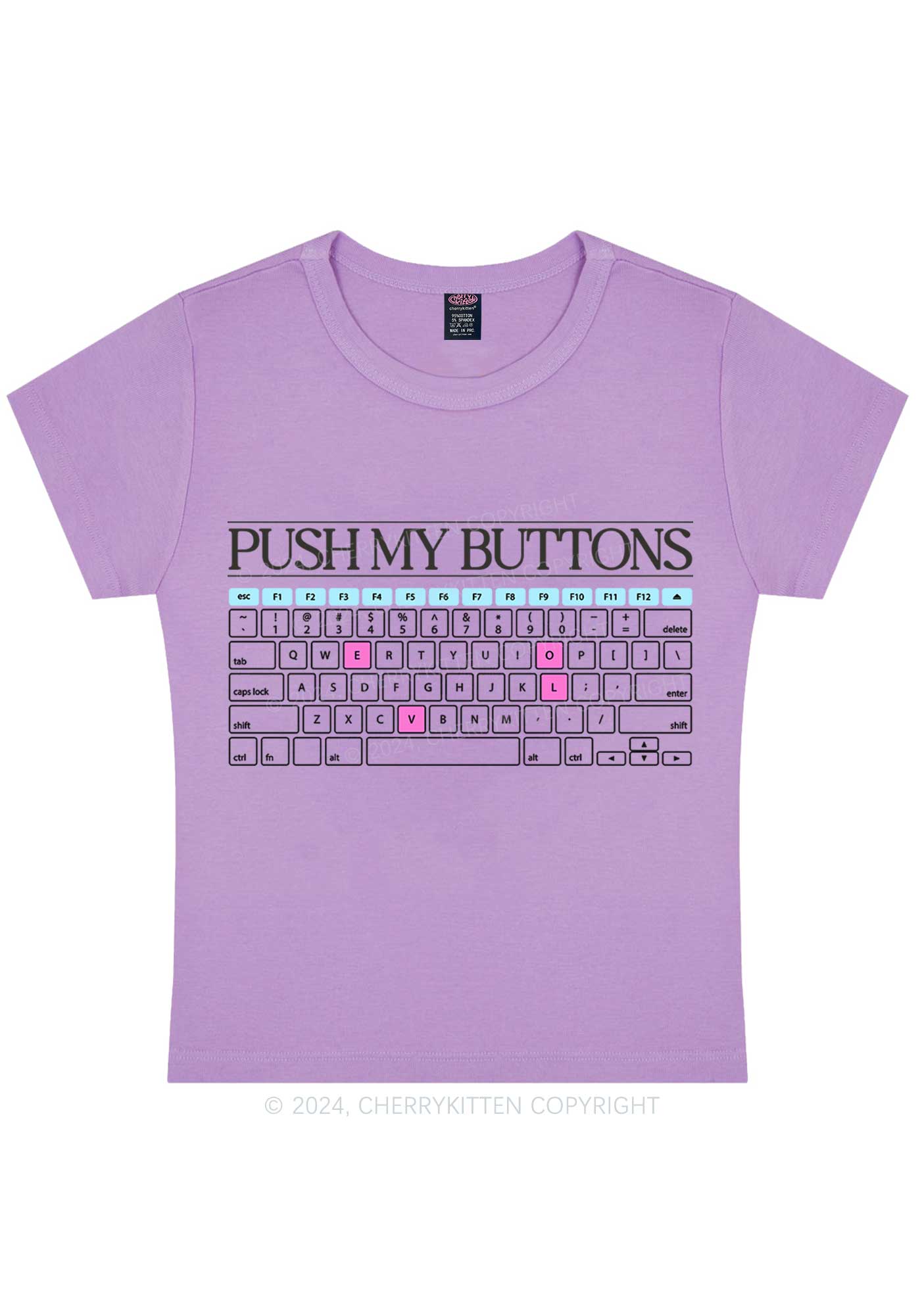 Curvy Push My Buttons Y2K Baby Tee Cherrykitten