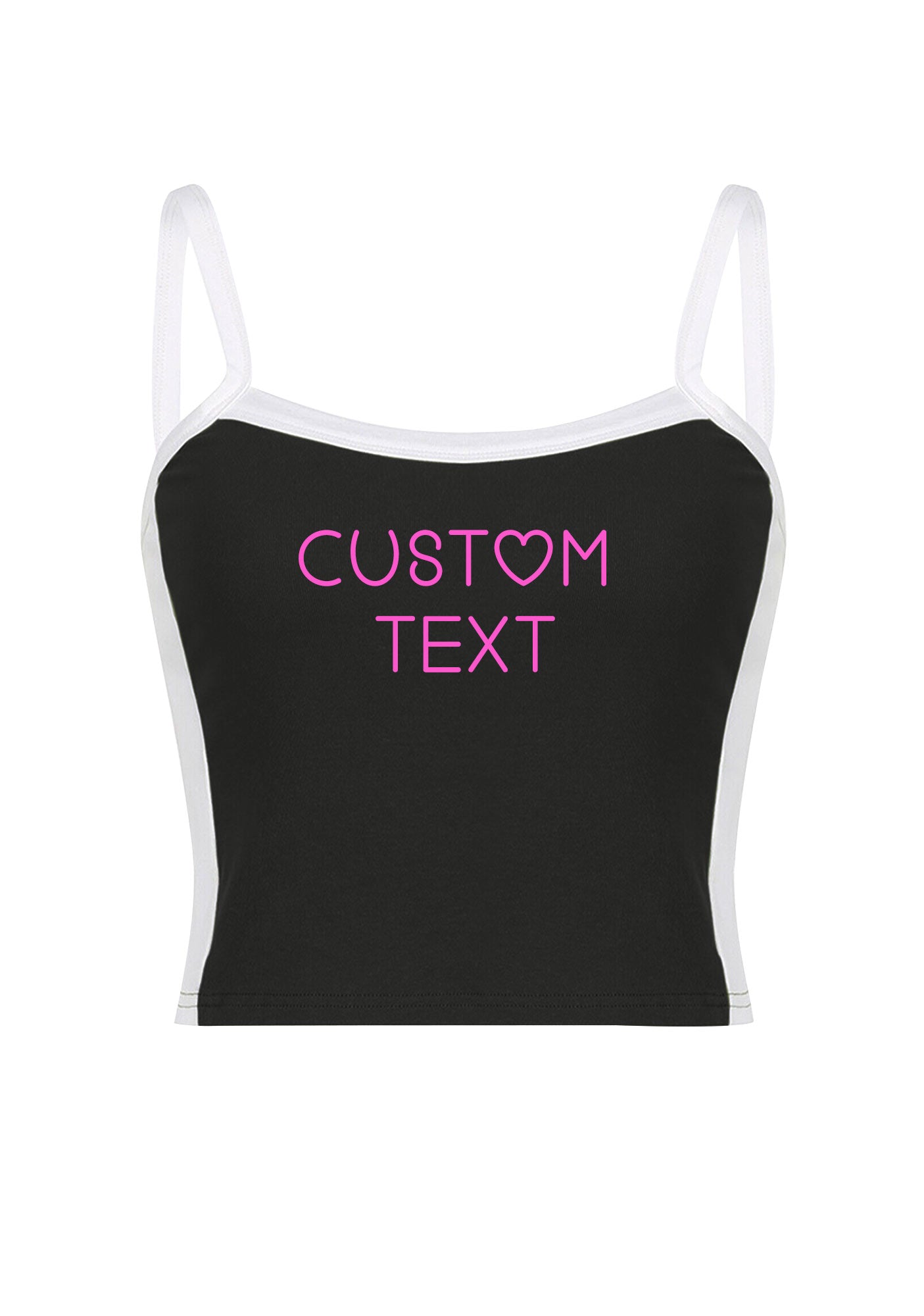 Custom Text Y2K Color Block Crop Cami Top Cherrykitten