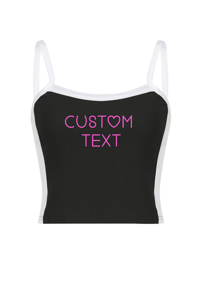 Custom Text Y2K Color Block Crop Cami Top Cherrykitten