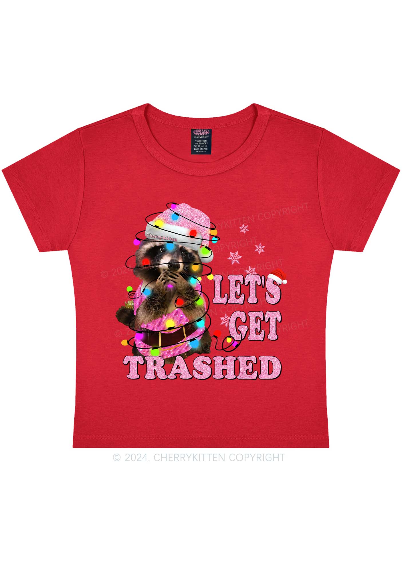 Christmas Let's Get Trashed Y2K Baby Tee Cherrykitten