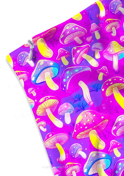 Trippy Mushrooms Y2K Print Mini Skirt Cherrykitten