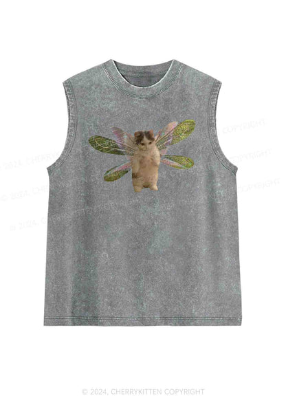 Fairycat Wings Y2K Washed Tank Cherrykitten