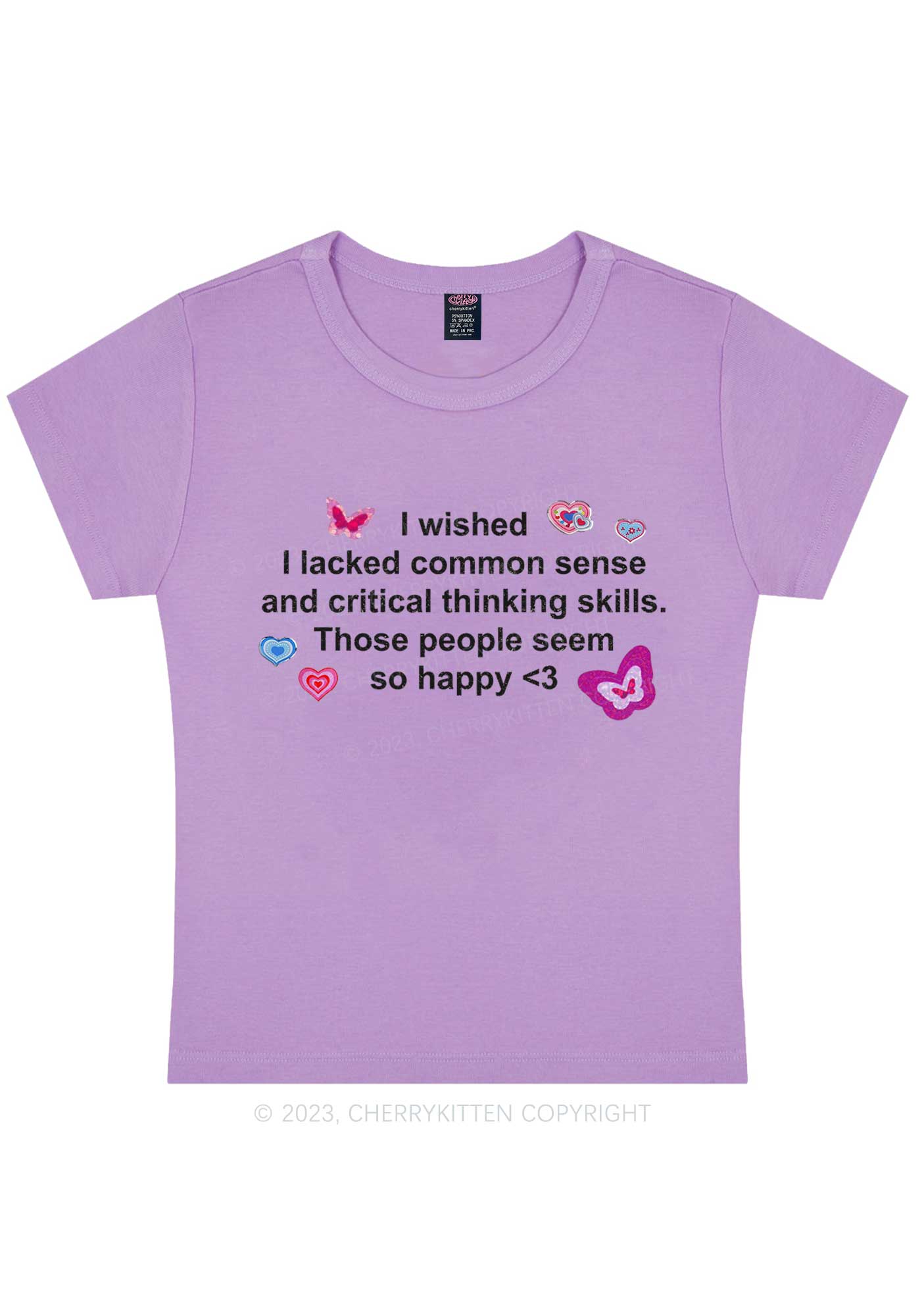 Curvy Lacked Critical Thinking Skills Y2K Baby Tee Cherrykitten