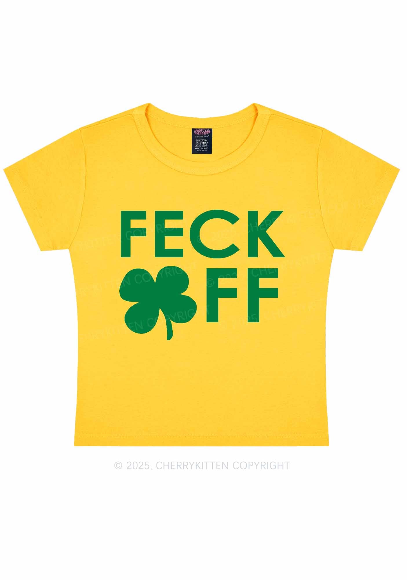 Feck Off St Patricks Y2K Baby Tee Cherrykitten