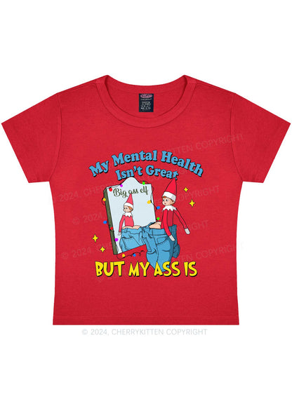 Christmas Big Axx Elf Y2K Baby Tee Cherrykitten