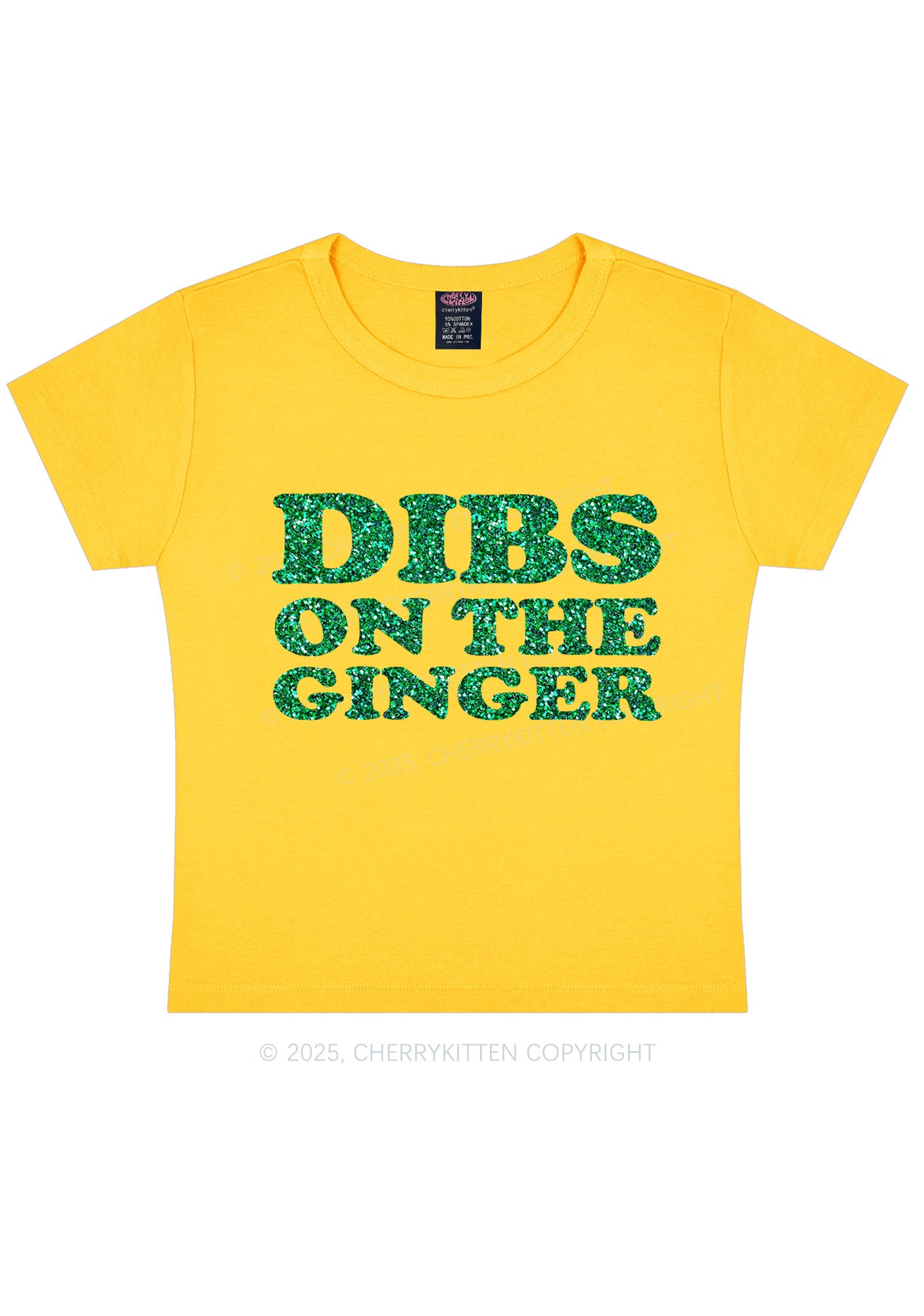 Glitter Dibs On The Ginger St Patricks Y2K Baby Tee Cherrykitten