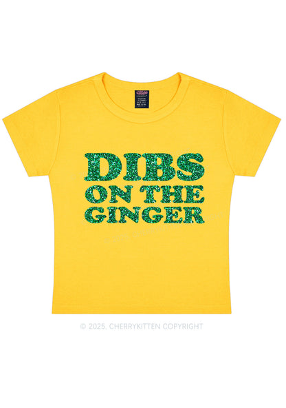 Glitter Dibs On The Ginger St Patricks Y2K Baby Tee Cherrykitten