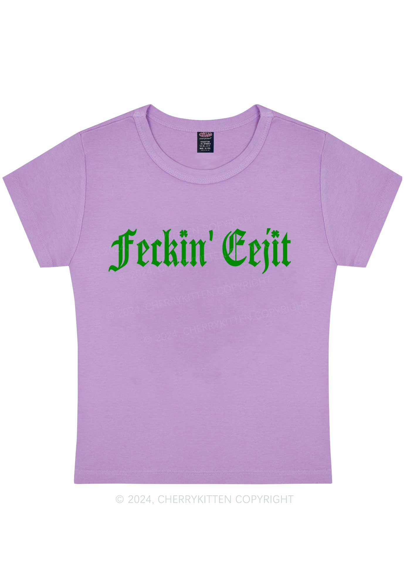 Feckin Eejit St Patricks Y2K Baby Tee Cherrykitten