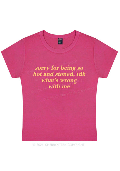 Curvy Sorry For Being Hot And Stoned Y2K Baby Tee Cherrykitten