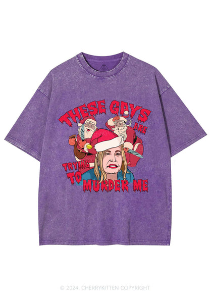 Christmas Gays Murder Me Y2K Washed Tee Cherrykitten