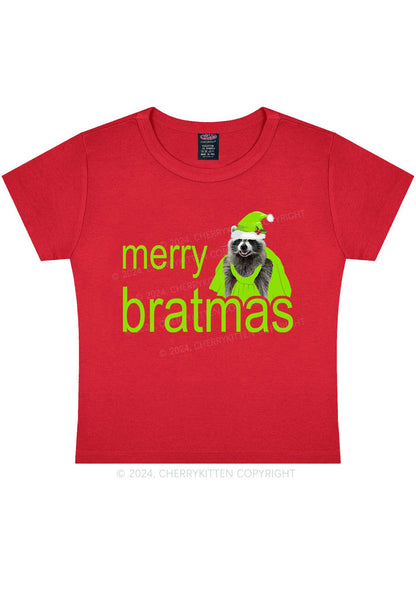 Christmas Merry Bratmas Y2K Baby Tee Cherrykitten