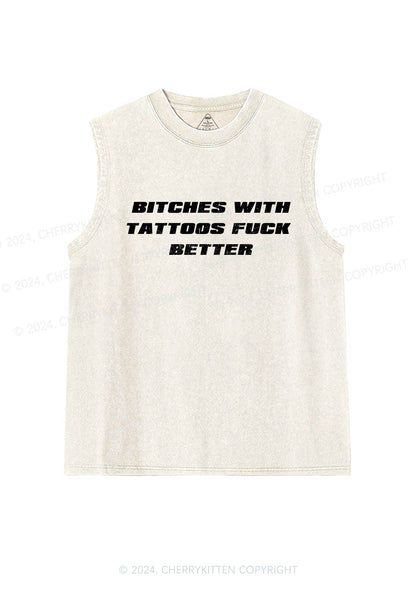 Bxxches With Tattoos Fxxk Better Y2K Washed Tank Cherrykitten