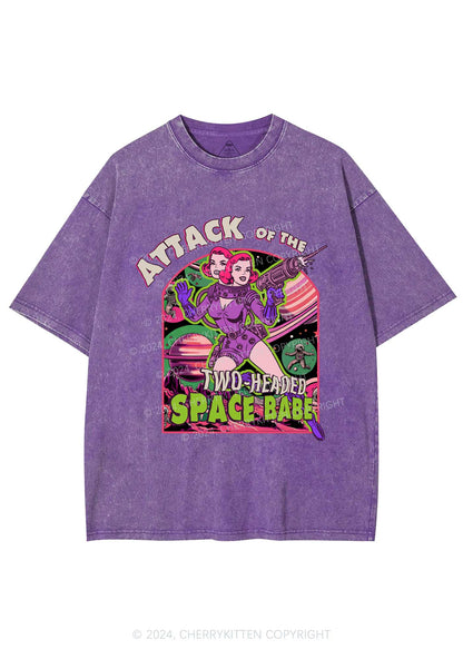 Attack Space Babe Halloween Y2K Washed Tee Cherrykitten