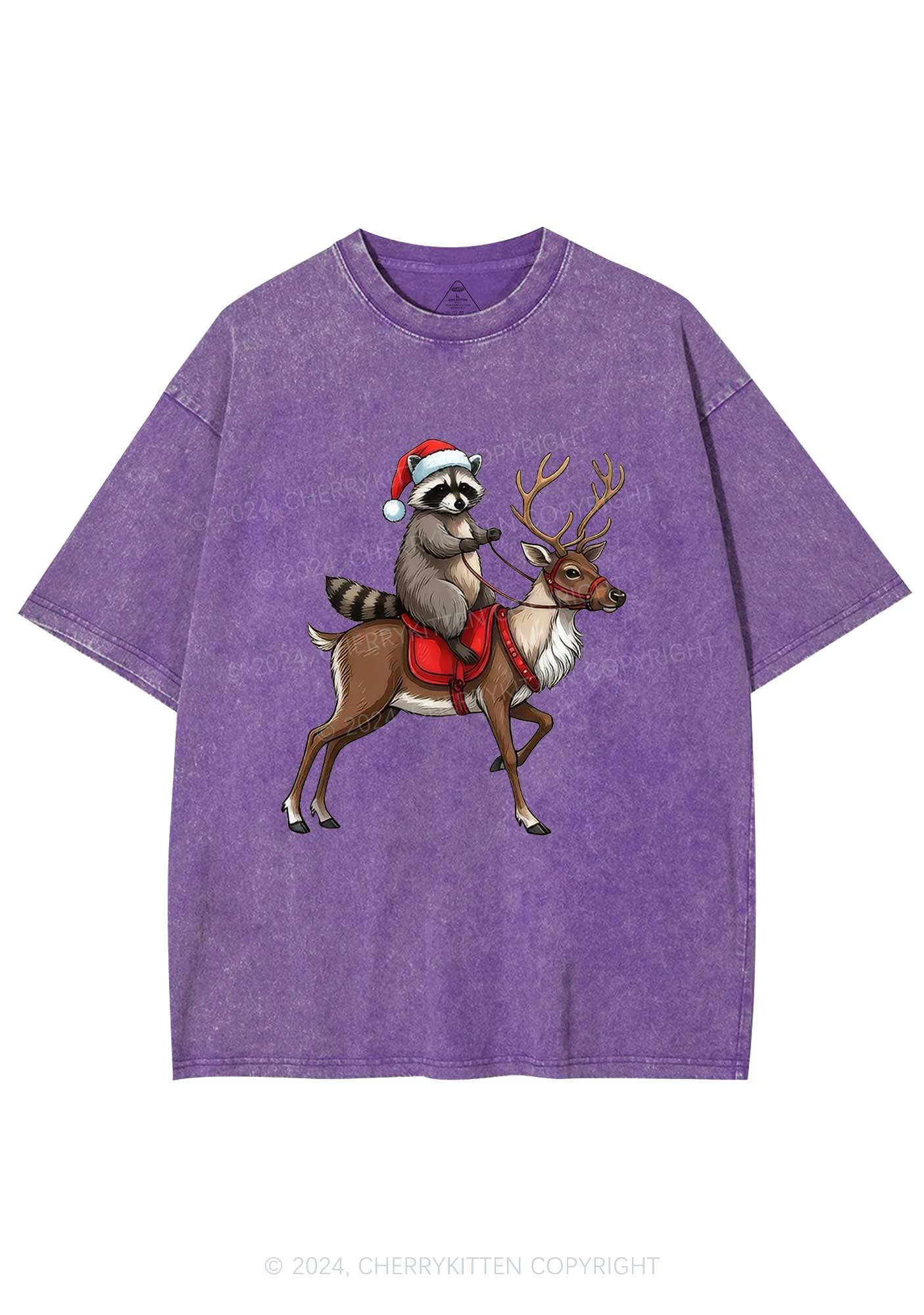 Christmas Feral Raccoon Y2K Washed Tee Cherrykitten