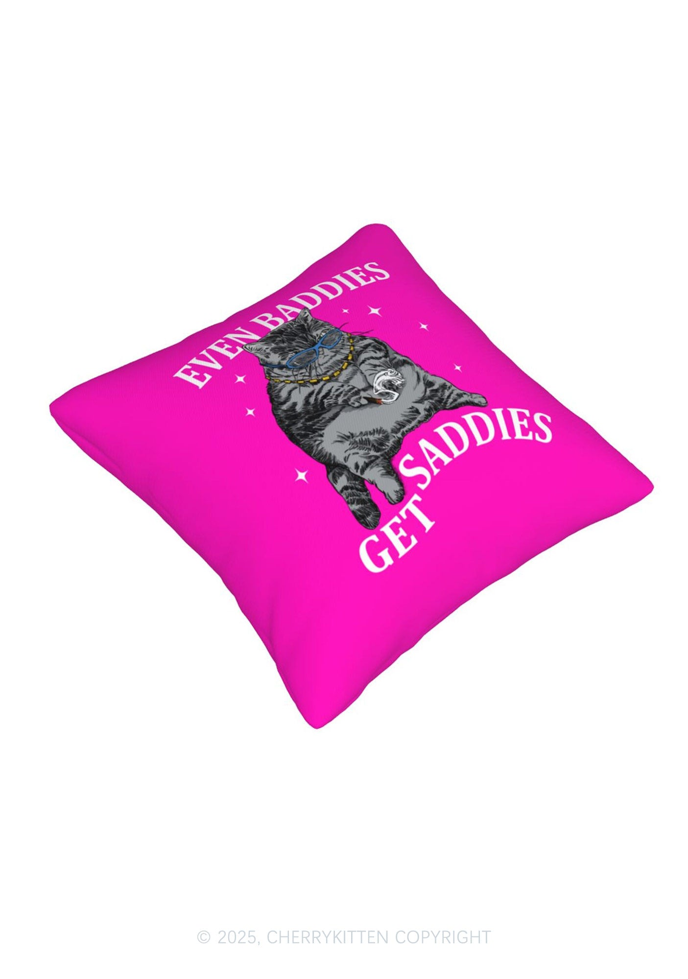 Even Baddies Get Saddies Y2K Throw Pillow Cover Cherrykitten