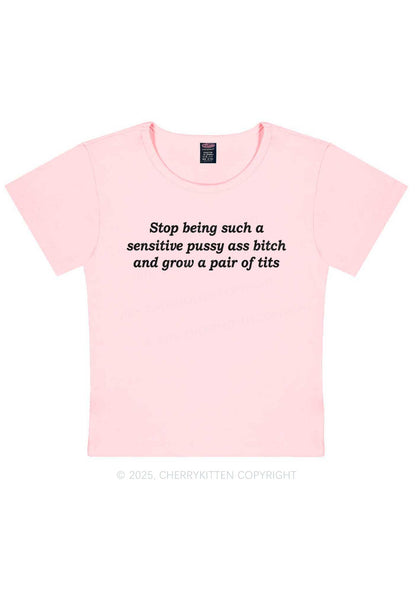 Sensitive Puxxy Axx Bxxch Y2K Baby Tee Cherrykitten