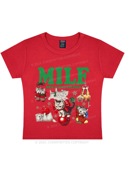 Christmas Cat Mxxf Y2K Baby Tee Cherrykitten