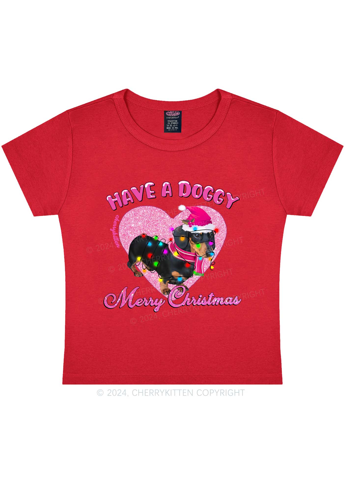 Have A Doggy Christmas Y2K Baby Tee Cherrykitten