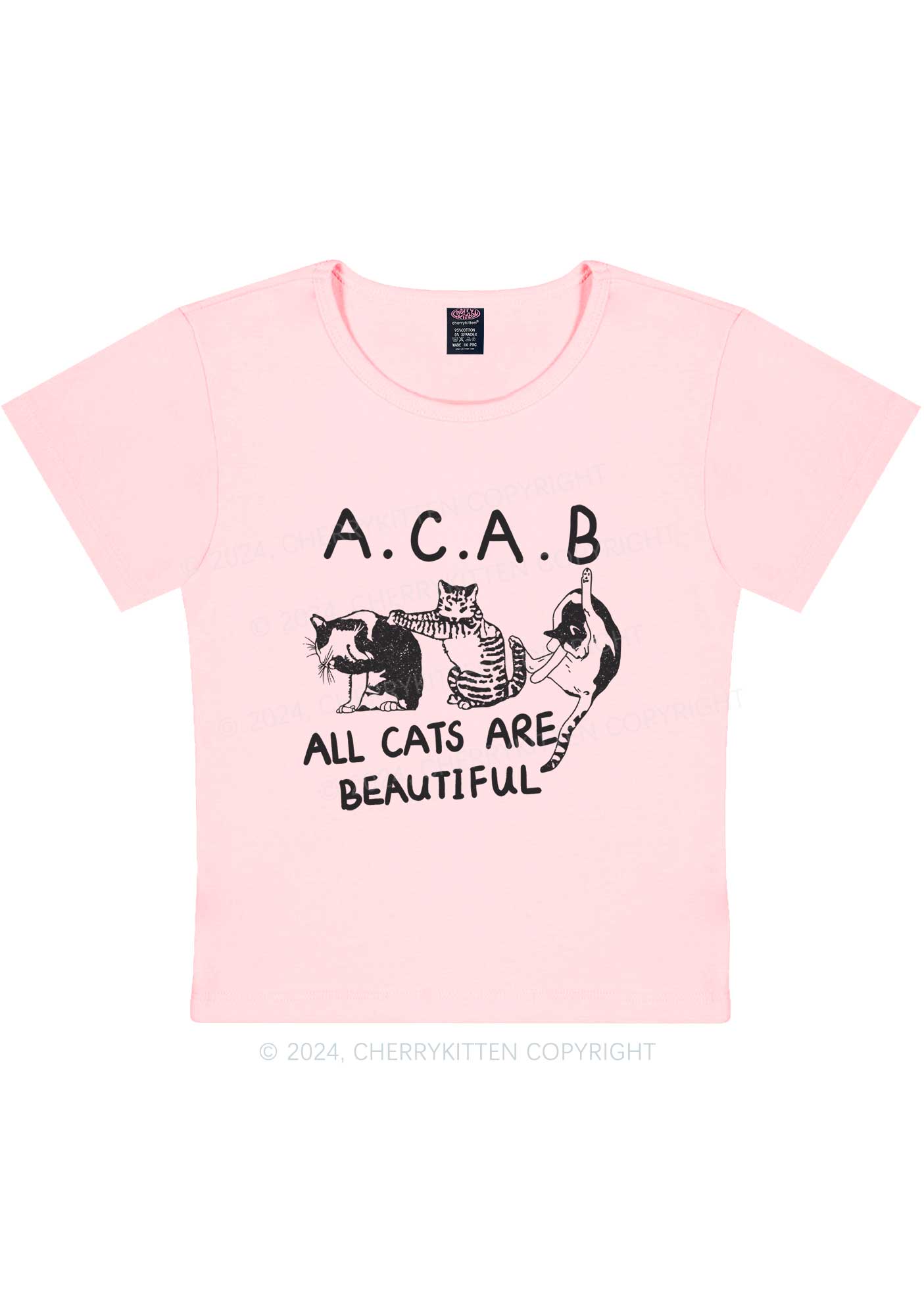 ACAB Cats Y2K Baby Tee Cherrykitten