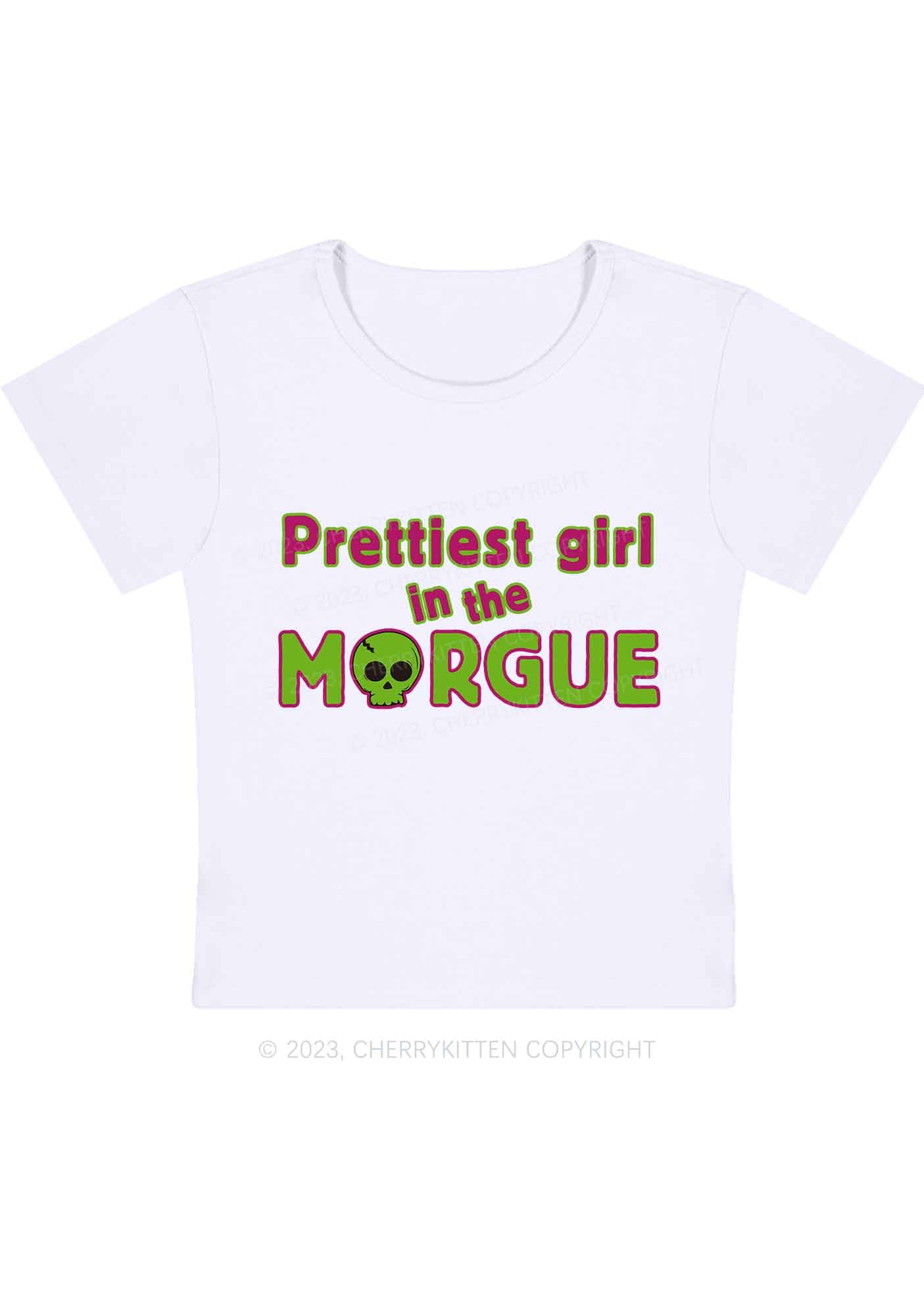 Prettiest Girl In The Morgue Y2K Baby Tee Cherrykitten