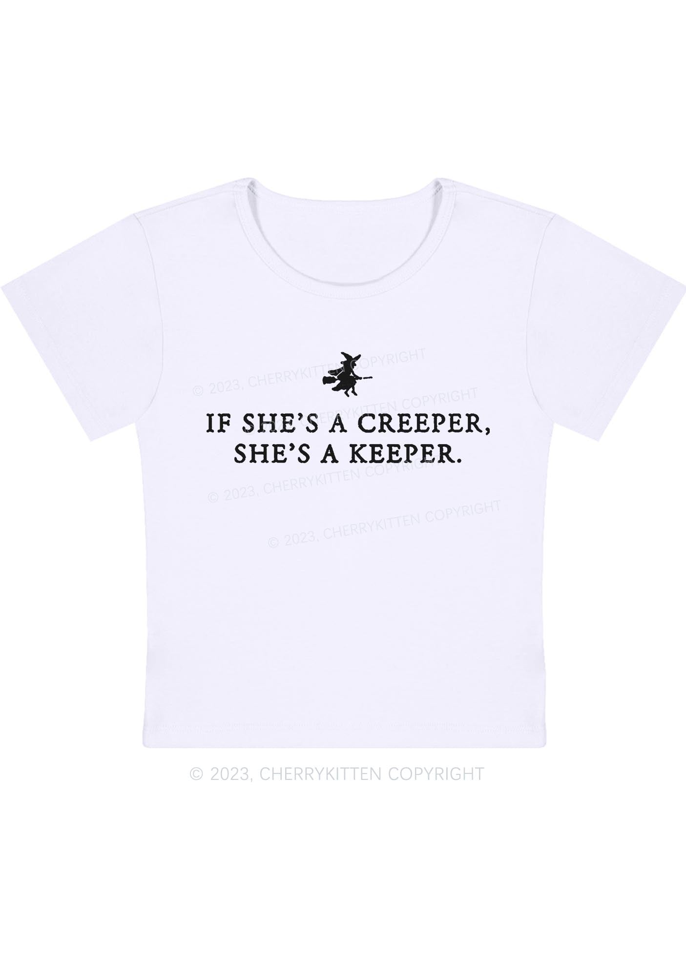 She's A Keeper Halloween Baby Tee Cherrykitten