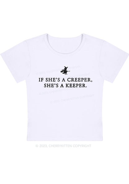 She's A Keeper Halloween Baby Tee Cherrykitten