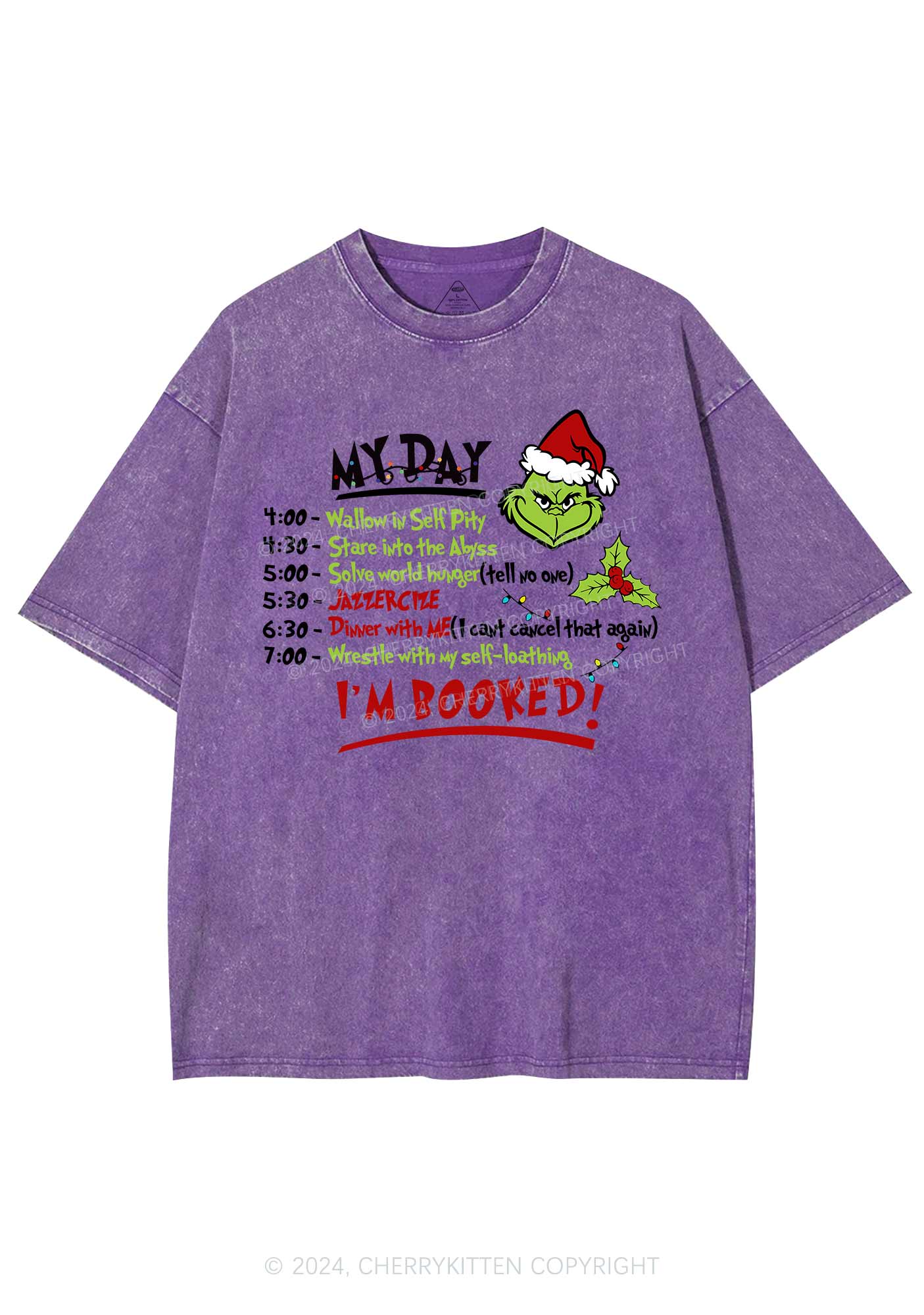 Christmas My Day I'm Booked Y2K Washed Tee Cherrykitten