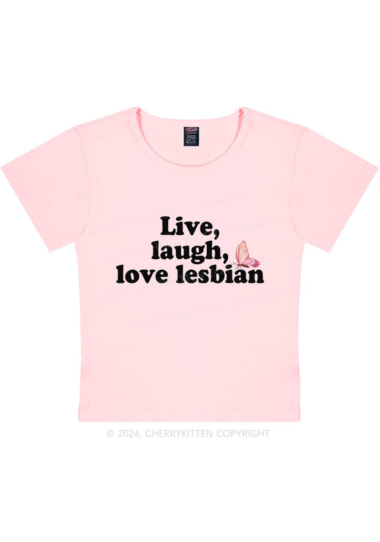 Live Laugh Love Lesbian Y2K Baby Tee Cherrykitten