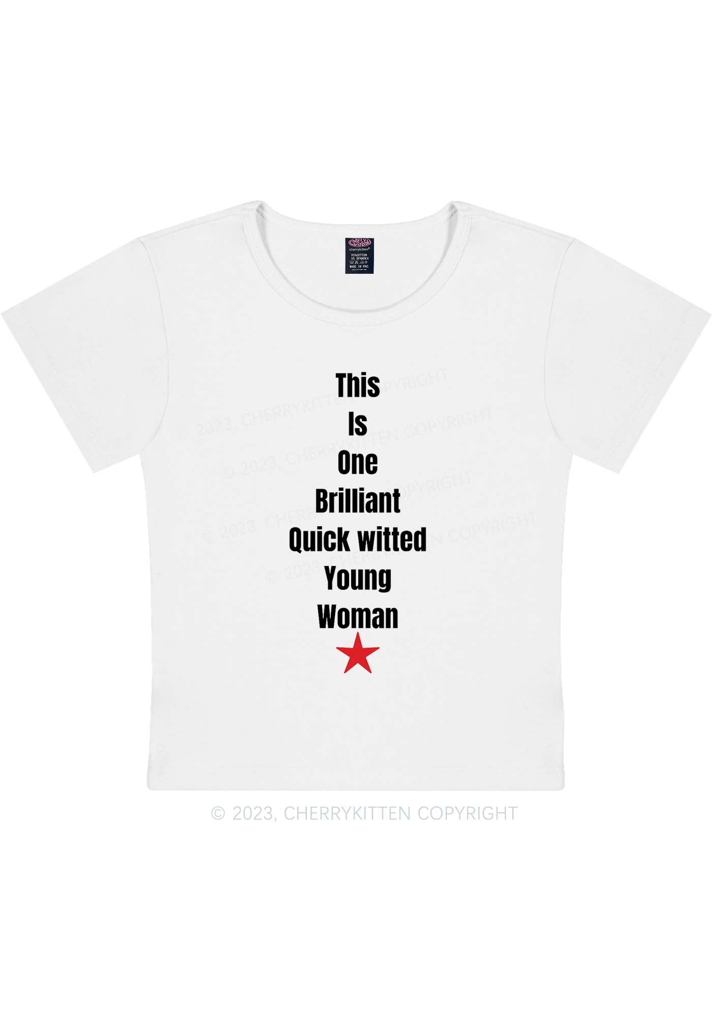 Curvy Brilliant Witted Young Woman Y2K Baby Tee Cherrykitten