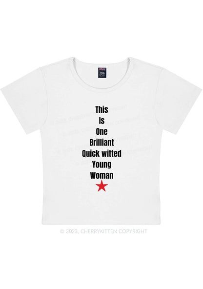 Curvy Brilliant Witted Young Woman Y2K Baby Tee Cherrykitten