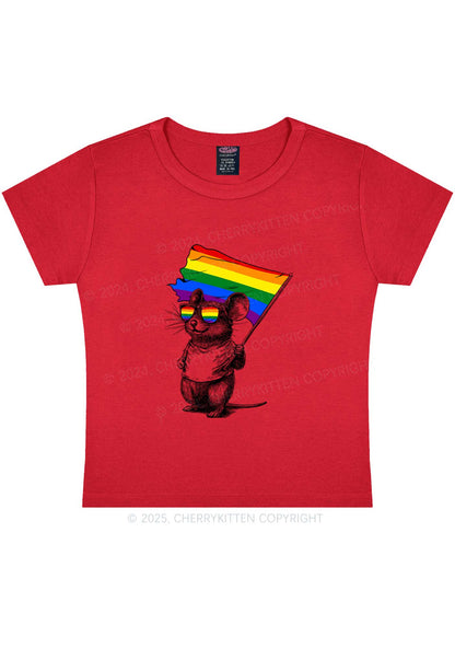 Rainbow Flag Rat Y2K Baby Tee Cherrykitten